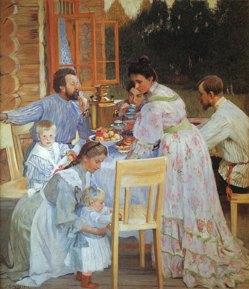 B Kustodiev - En la terraza - 1906